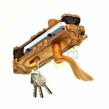 4 Keys Antique Copper Color Door Handle Lock Victorian Design