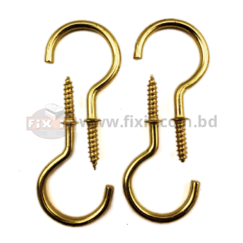 1.5 Inch (12 Pcs Packet) Golden Color Round Hook Screw In Install