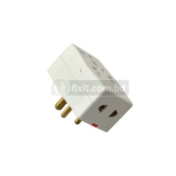15 Amp 250 Volt White Color 3 Round Pin Type Multi Plug 5 Inlets