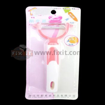 6 Inch Pink & White Plastic Handle Horizontal Style Metal Peeler