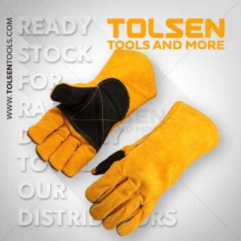 1 Pair Industrial Cow Split Leather Welding Gloves Tolsen Brand 45026