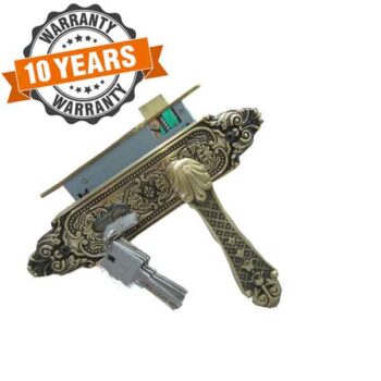 5 Keys Antique Copper Color Door Handle Lock Lever Size 5 Inch x 3 Inch Victorian Design