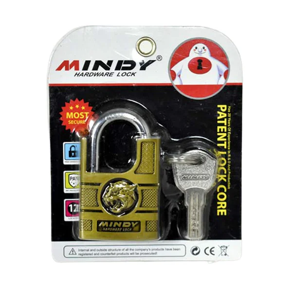 50mm Golden Color Portable Patent Lock Security Padlock with Keys - fixit