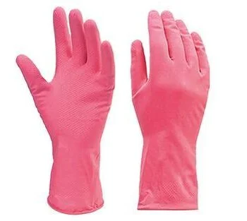Pink Color Plastic Rubber Hand Gloves