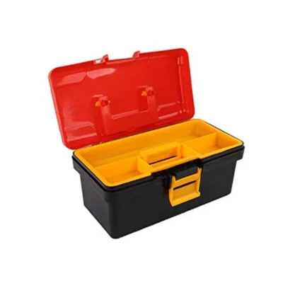 12 inch Plastic Tool Box with Tray (Red and Black)