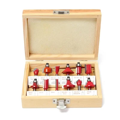 12 Pcs 6.35mm Industrial Router Bits Set With Wooden Box