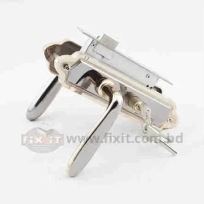 Golden Polish Color Stainless Steel Door Handle Lock Lever Size 7 Inch X 3 Inch Modern Victorian Design