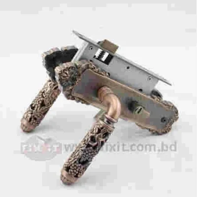 Antique Copper Color Stainless Steel Door Handle Lock Lever Size 7 Inch x 3 Inch Victorian Design