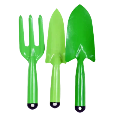 9 Inch 3 Pcs Green Color Heavy Duty Garden Tool Set For Tree With Plastic Handle
