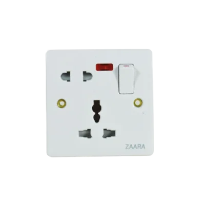 5 Pin Multi Function Combined Universal Socket with Switch Zaara Brand