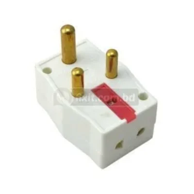 5 Ampere 250 Volt White Color 3 Round Pin Multi Plug Single Inlet