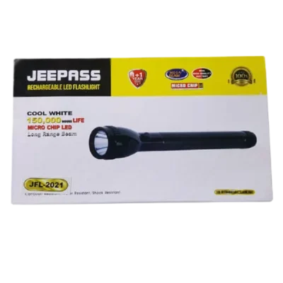 Long Range Black Color Rechargeable LED Torch Light Jeepass Brand JFL-2021