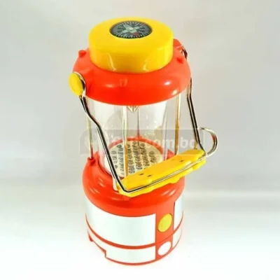 Yellow and Red Lantern Lamp with Compass on top great for Outdoors and Camping