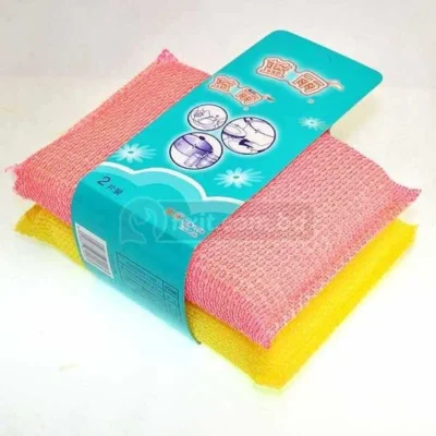 2 Pcs Pack Pink & Yellow Steel Wool Sponge