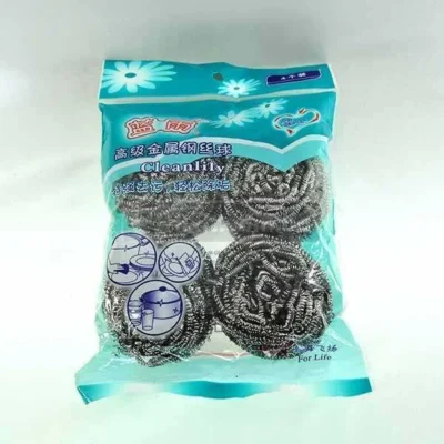 4 Pcs Packet Steel Wool Scrubber Set for Dish & Plate Washing VIP SUN Brand