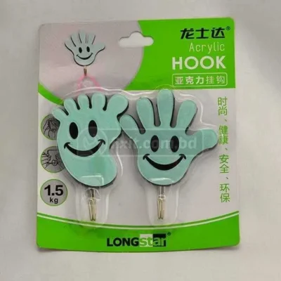 (1.5 Kg Capacity ) 2 Pcs Green Color Hand and Foot Adhesive Picture Hook (Sticks to Wall)