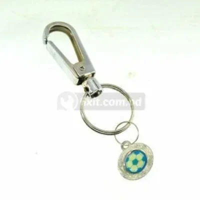 Stainless Steel Key Holder Blue Football Design