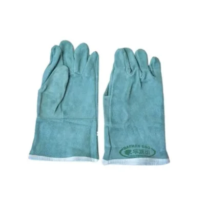 Green Color Leather Hand Gloves For Outdoor Cooking