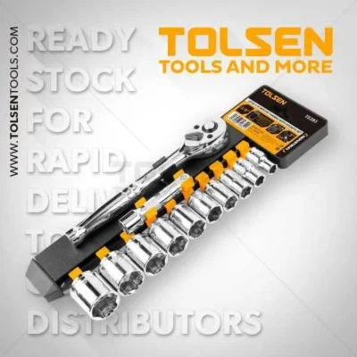 12Pcs 3/8″ Ratchet Handle With Sockets Set Tolsen Brand 15151