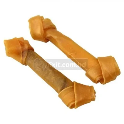 6 Inch 2 Pcs Packet Yellow Rubber Pet Dog Bone Chewing Toy
