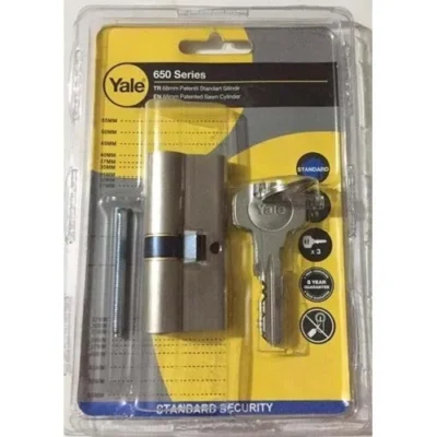 Yale 1000 Series Double Cylinder, 70mm, 5 Dimple Key, Polish Chrome, Blister Pack (jx)