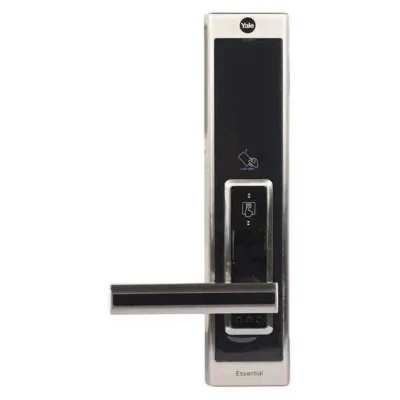 Yale YDME-90-Digital Mortise Lock with Pincode, RFID Card, Fingerprint & Mechanical Key Access, Color – Silver, Right Hand Opening Door