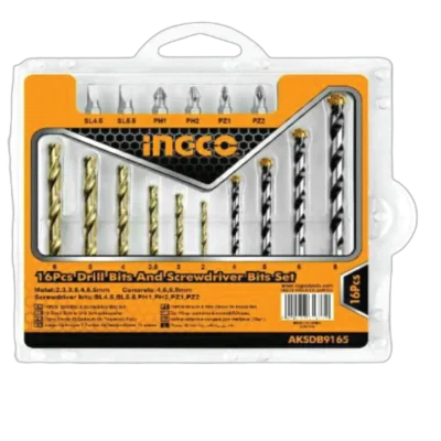 16 Pcs Drill Bits and Screwdriver Bits Set Ingco Brand AKSDB9165