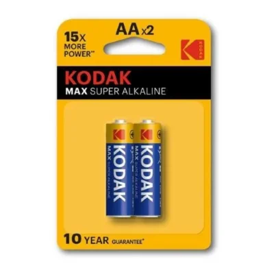 KODAK AA Max Super Alkaline 1.5v Batteries 10-Year Shelf Life (2 Pack)