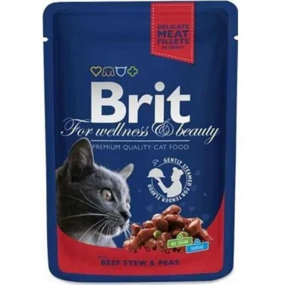 100g Brit Premium Cat Pouch with Beef Stew & Peas in Gravy