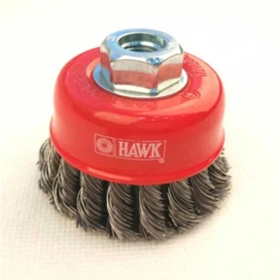 3 Inch Twisted Cup Wire Brush with Nut HAWK Brand