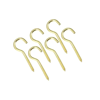 6 Pieces Pack Brass Plated Cup Hooks (1.5 Inch)