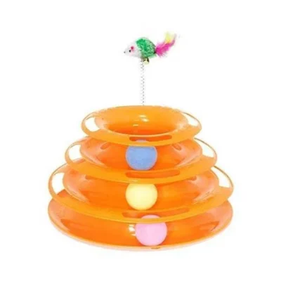Tower of Tracks with Mouse Interactive Cat Toy (Random Color)