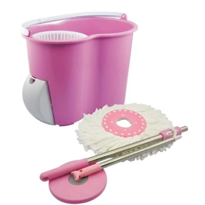 Easywring Spin Mop Floor Cleaning System with Microfiber Mop Bucket Set and Extended Adjustable Handle Floor Types