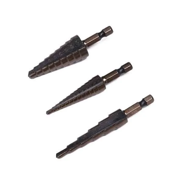 Step Drill Bit, 1/4 To 3/4 Inch, 1/4 Inch Hex Shank, TiAlN Coating Cobalt HSS High Speed Steel, Four Spiral Flute Step Bit For Metal, Stainless