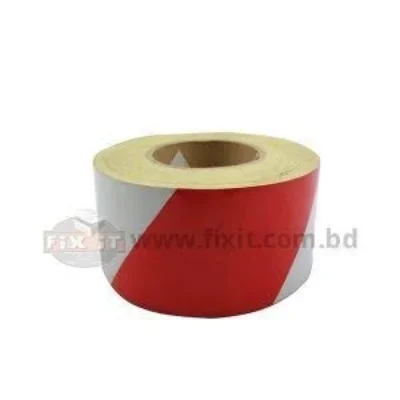 2 inch Red & White Color Fluorescent Safety Reflective Warning Tape (Per Feet)