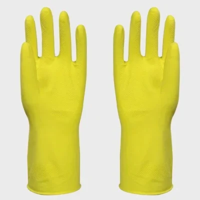 Yellow Color Household Rubber Hand Gloves -GH/T2584-2010